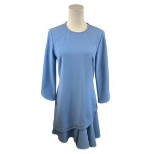 Shoshanna Mini Dress Ruffle Hem Long Sleeve Powder Blue Size 4